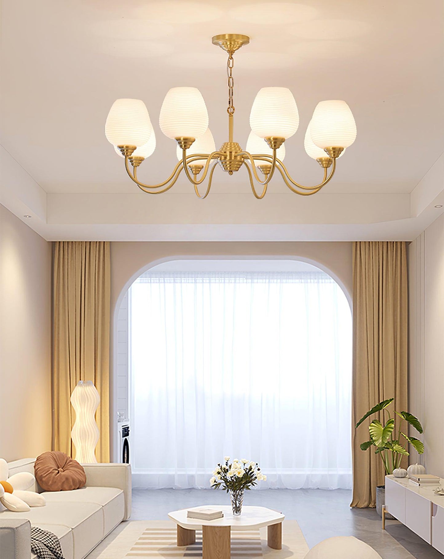 Brass Chandelier | Retro Design | 6, 8, or 10 Lights