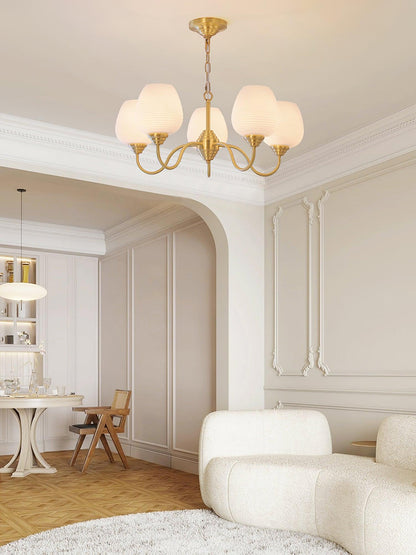Brass Chandelier | Retro Design | 6, 8, or 10 Lights
