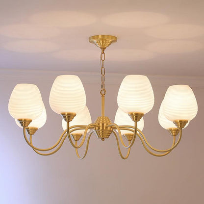 Brass Chandelier | Retro Design | 6, 8, or 10 Lights