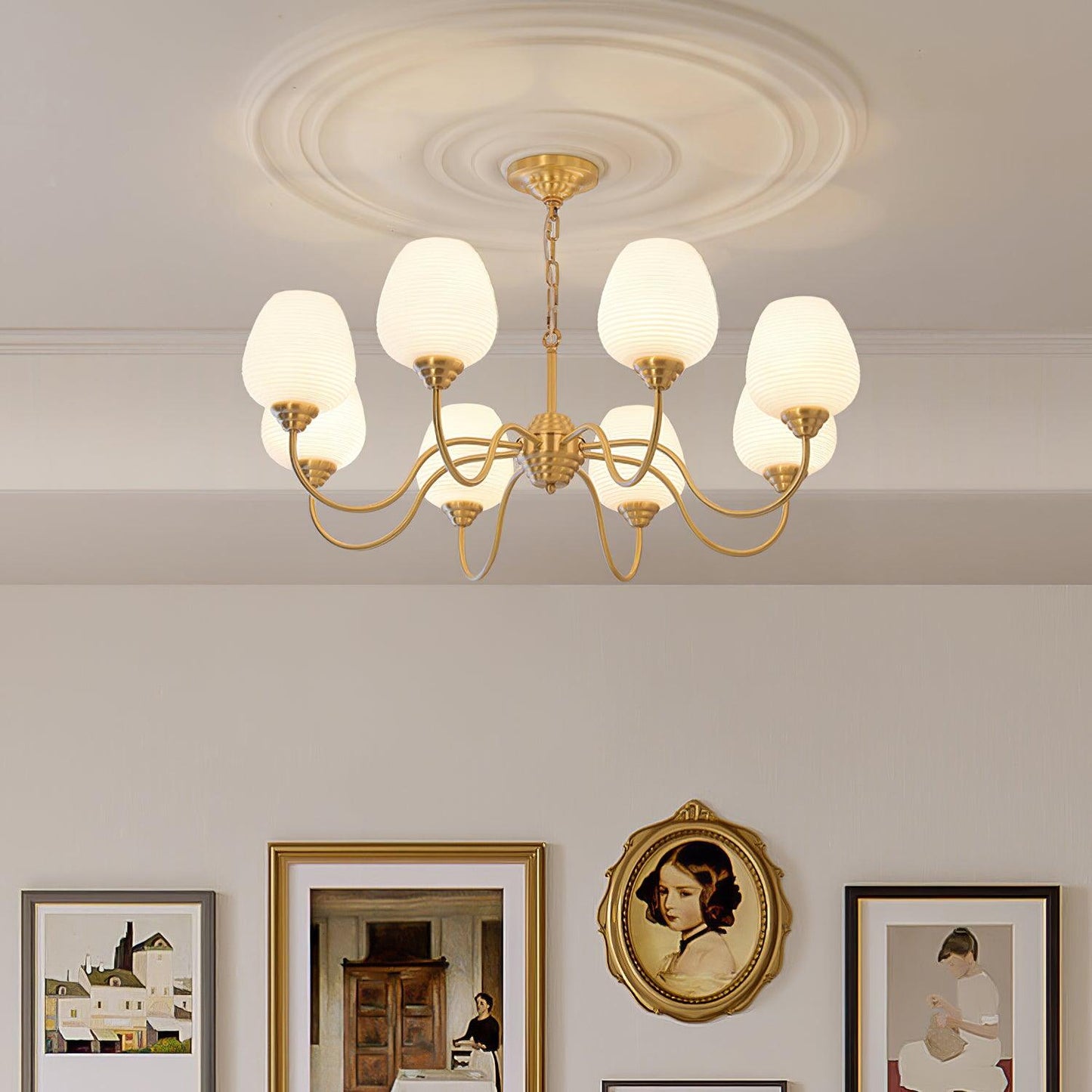 Brass Chandelier | Retro Design | 6, 8, or 10 Lights