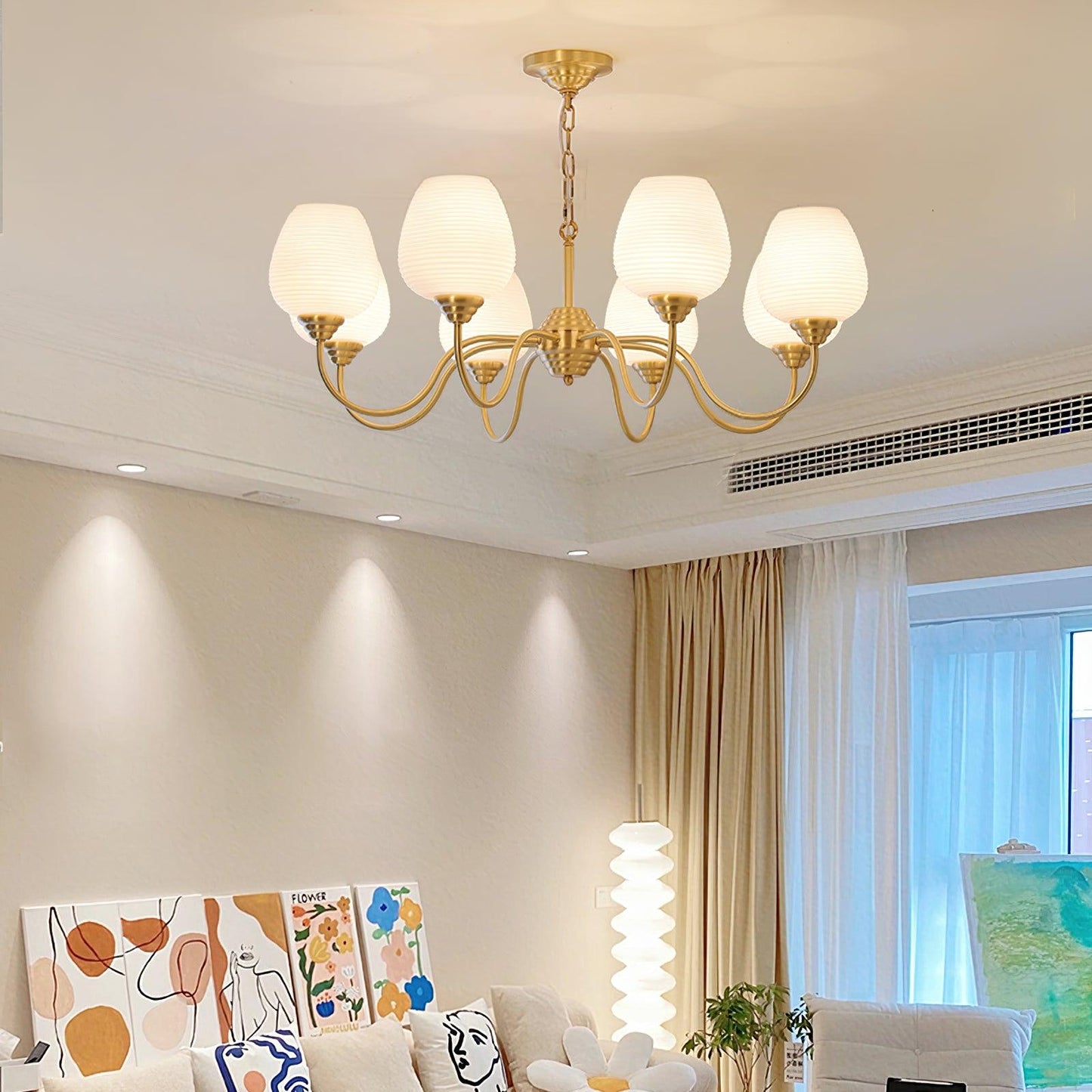 Brass Chandelier | Retro Design | 6, 8, or 10 Lights