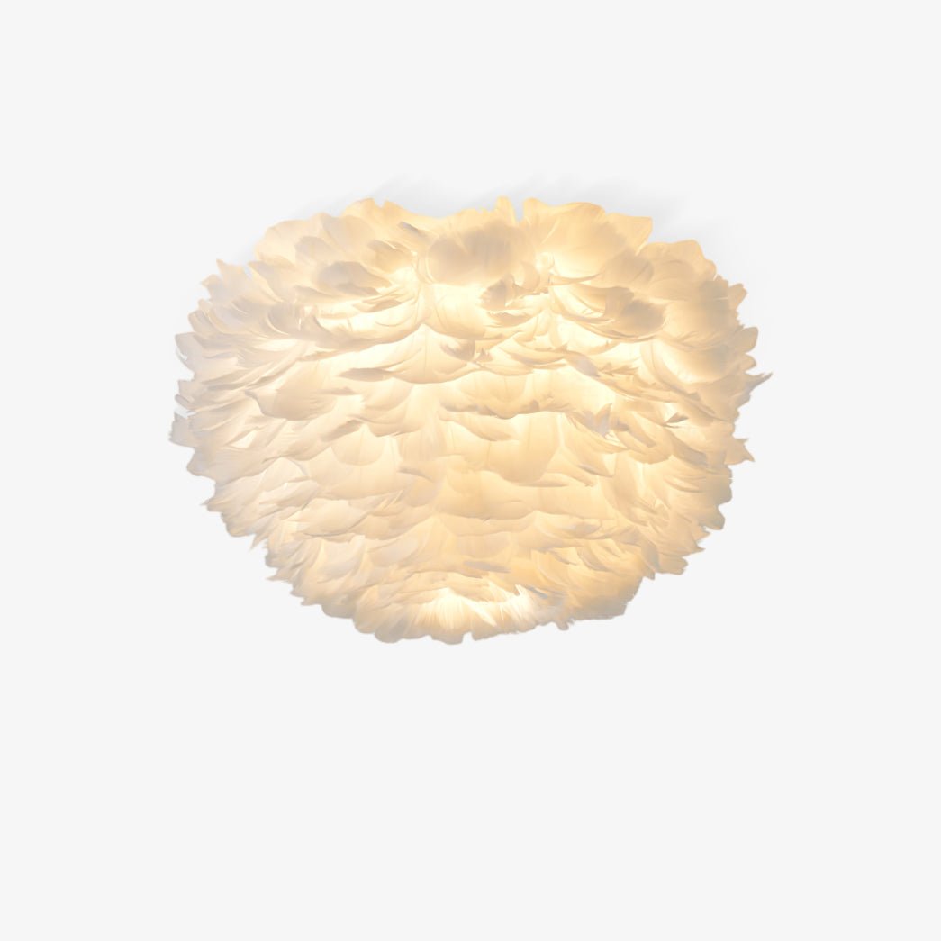 Feathered Ceiling Lamp | Goose Feather | White, Pink