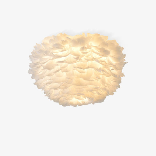 Feathered Ceiling Lamp | Goose Feather | White, Pink
