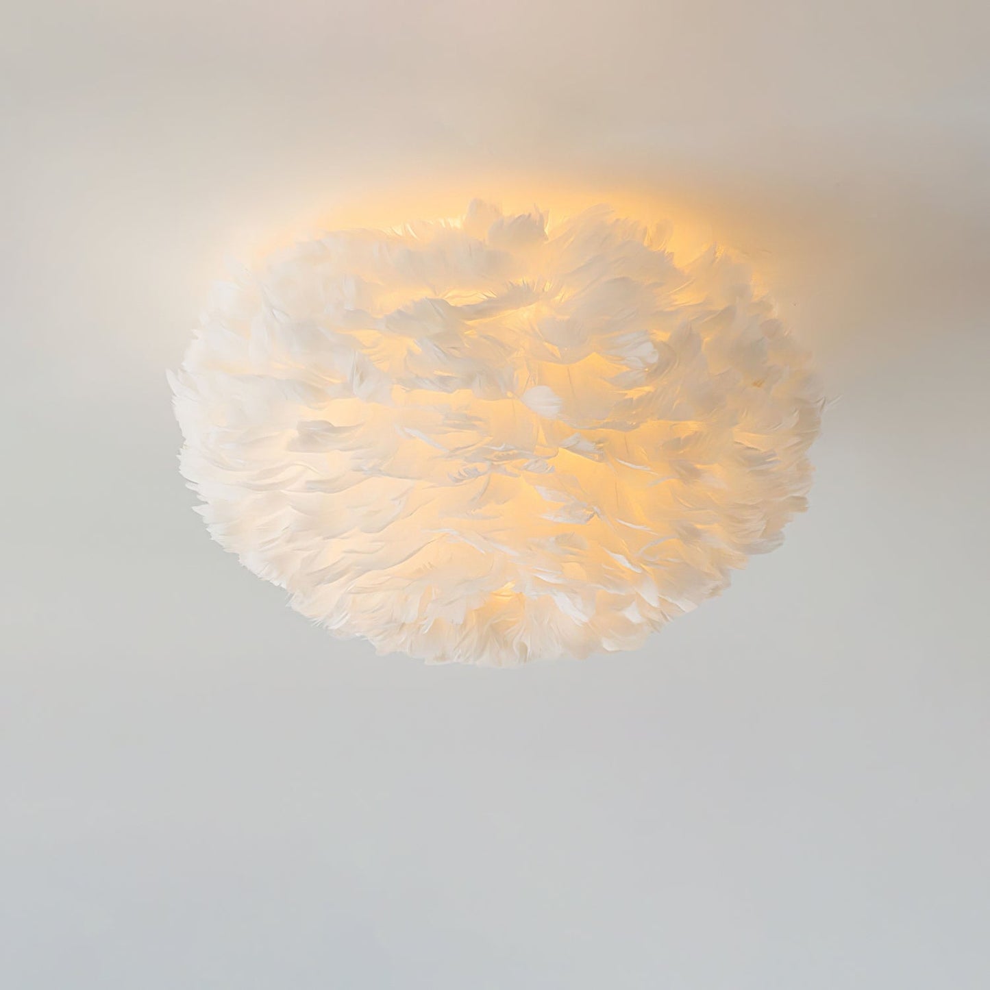 Feathered Ceiling Lamp | Goose Feather | White, Pink