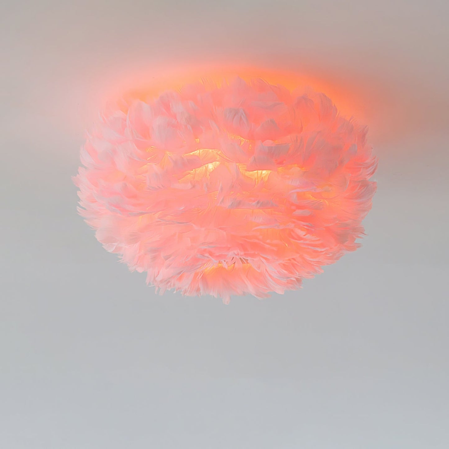 Feathered Ceiling Lamp | Goose Feather | White, Pink