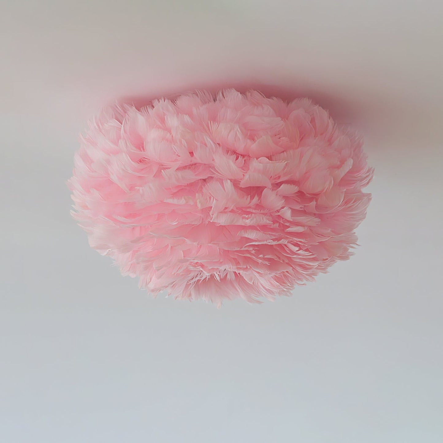 Feathered Ceiling Lamp | Goose Feather | White, Pink