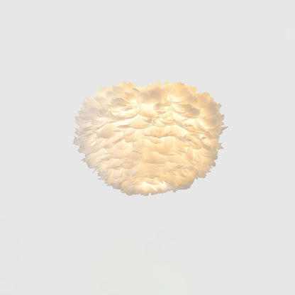 Feathered Ceiling Lamp | Goose Feather | White, Pink