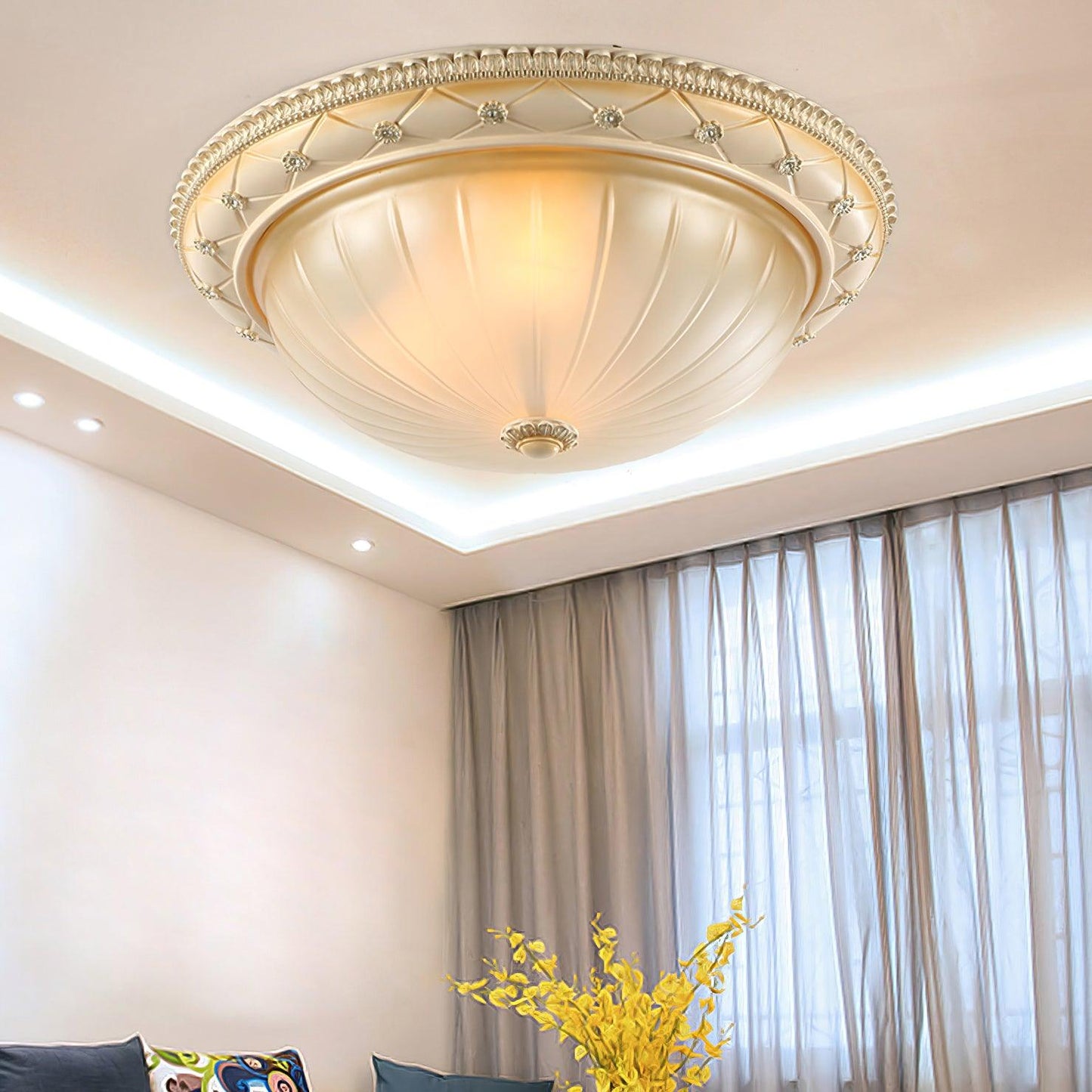 Essentials Flush Ceiling Light | Beige Finish | Indoor Lighting