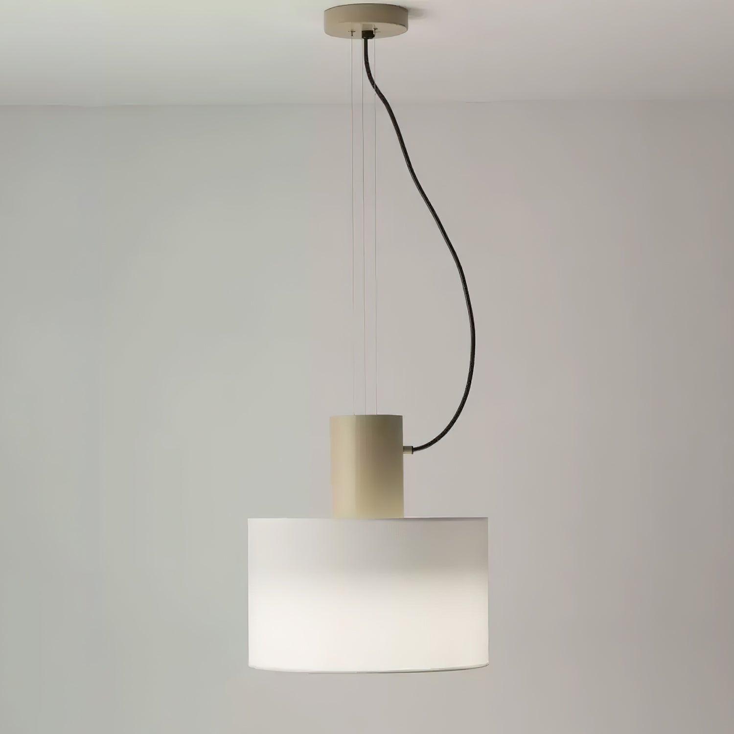 Estiluz Cyls Pendant Light | Black & Beige Metal | 32cm Diameter