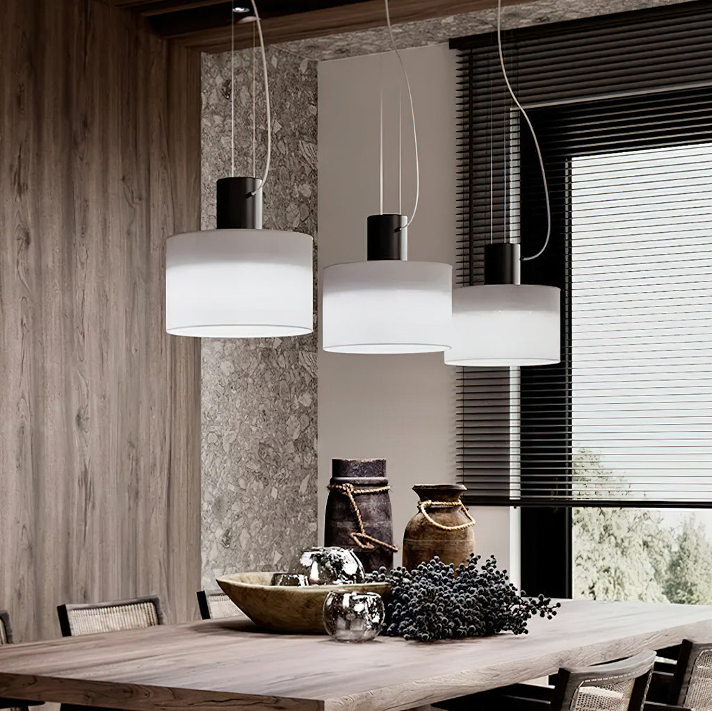 Estiluz Cyls Pendant Light | Black & Beige Metal | 32cm Diameter