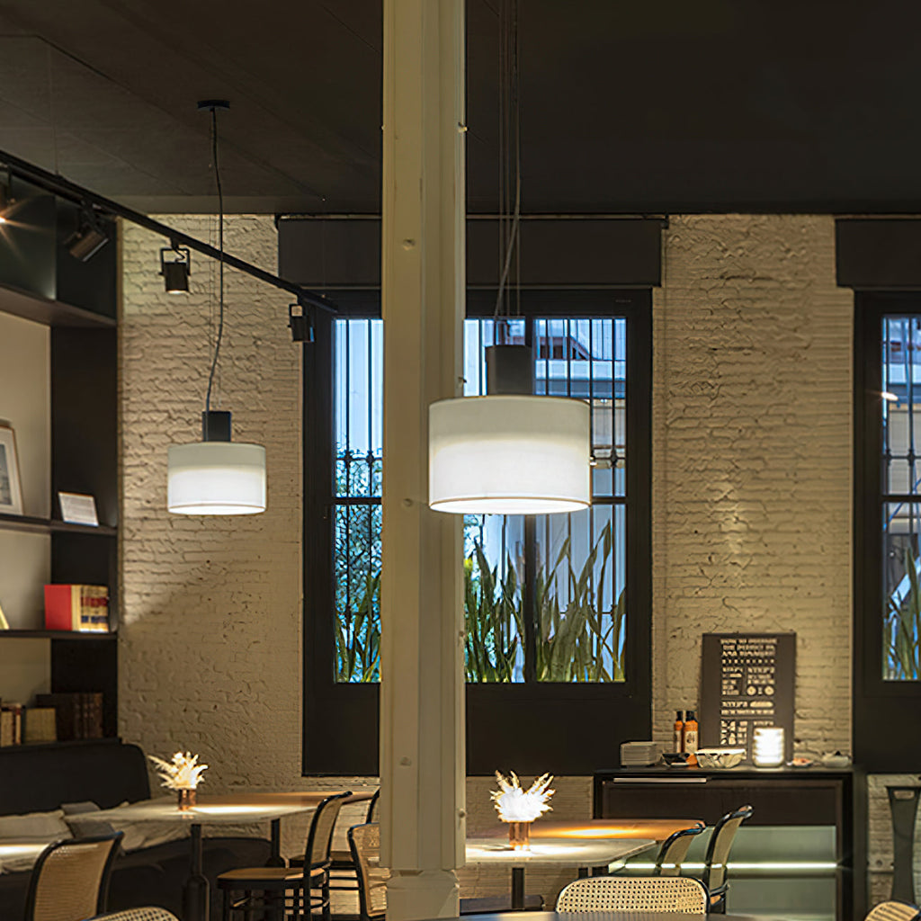 Estiluz Cyls Pendant Light | Black & Beige Metal | 32cm Diameter