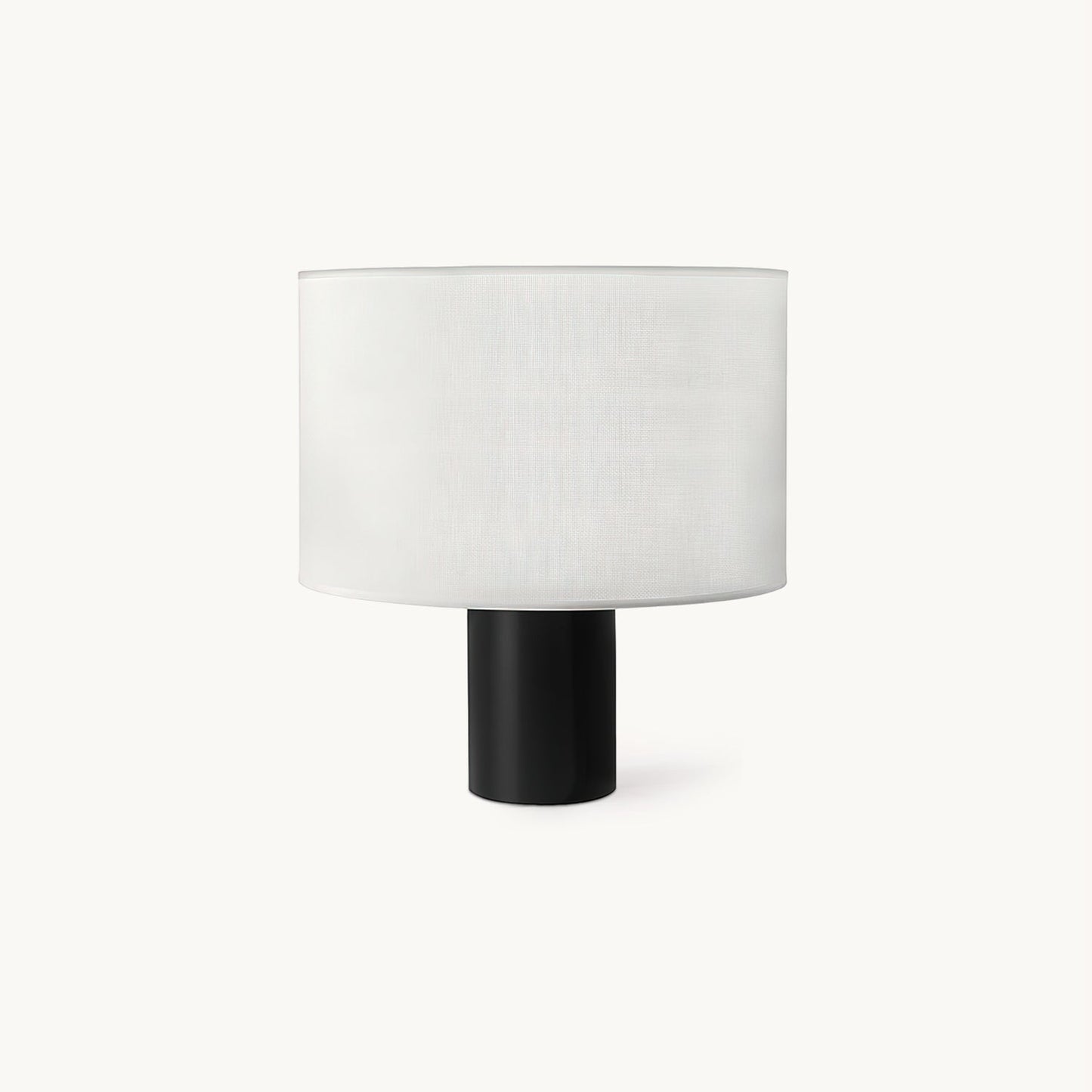 Table Lamp | Black Metal & White Fabric Shade | 32cm Diameter