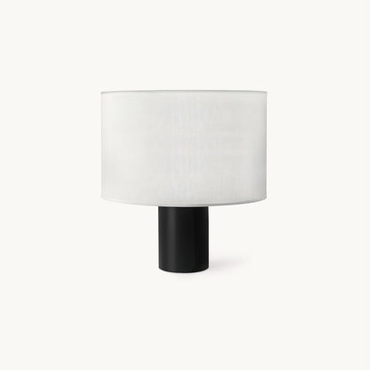 Table Lamp | Black Metal & White Fabric Shade | 32cm Diameter