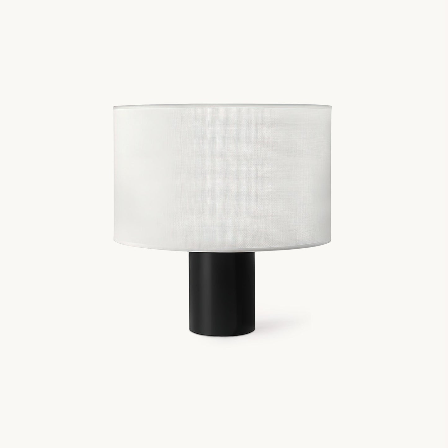 Table Lamp | Black Metal & White Fabric Shade | 32cm Diameter
