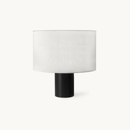 Table Lamp | Black Metal & White Fabric Shade | 32cm Diameter