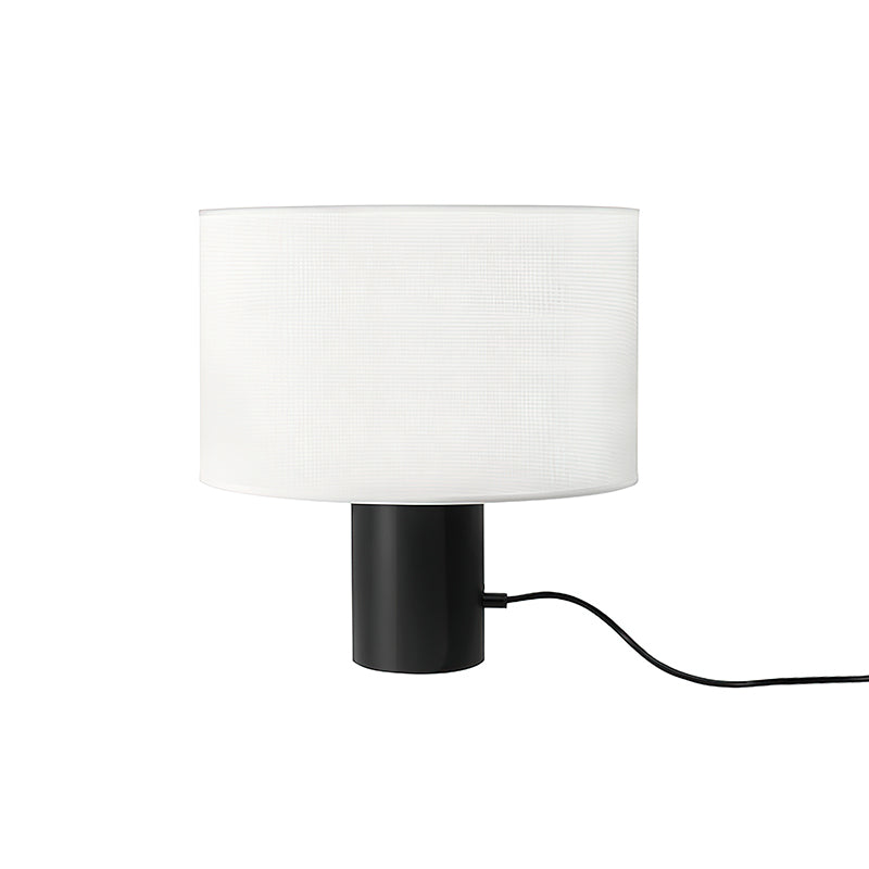 Table Lamp | Black Metal & White Fabric Shade | 32cm Diameter