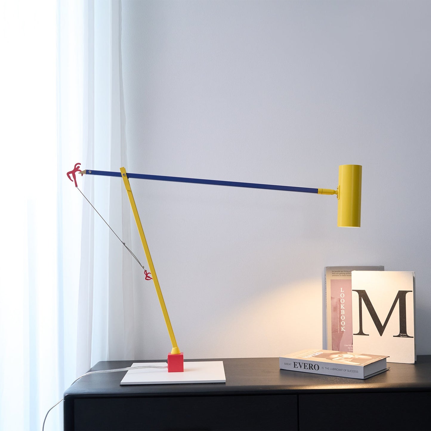Ettorino Table Lamp | Adjustable Metal Design | Red, Yellow & Blue