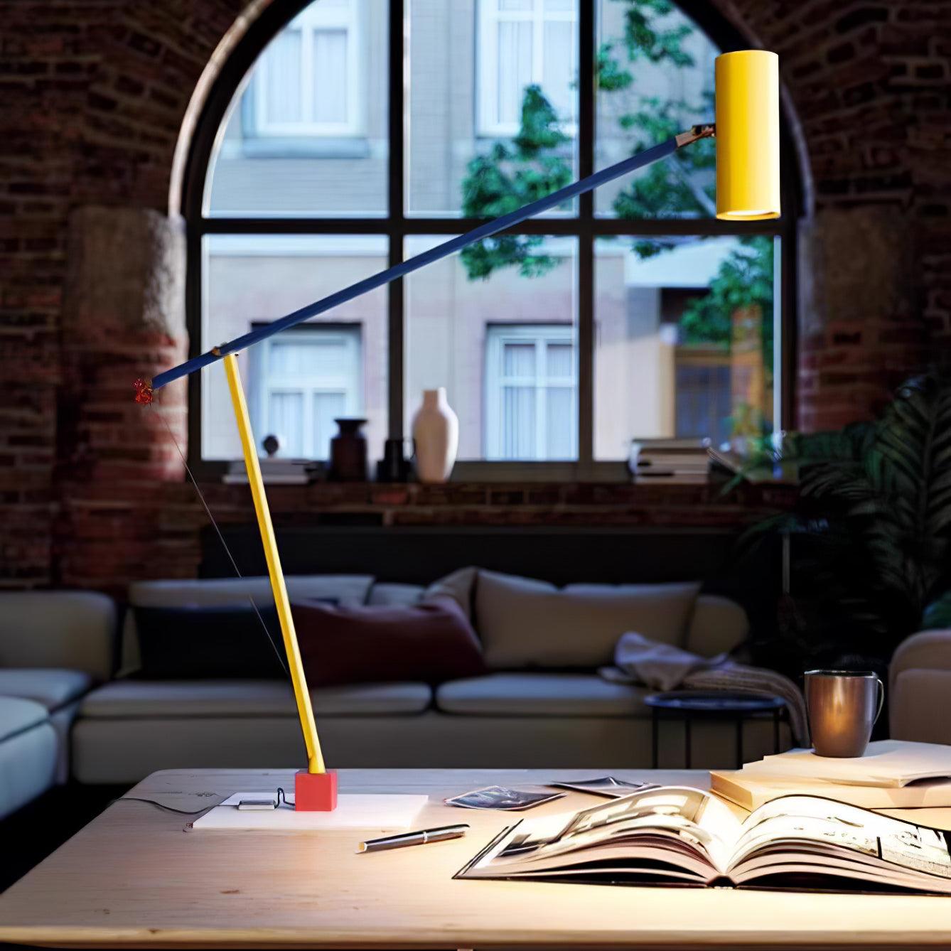 Ettorino Table Lamp | Adjustable Metal Design | Red, Yellow & Blue