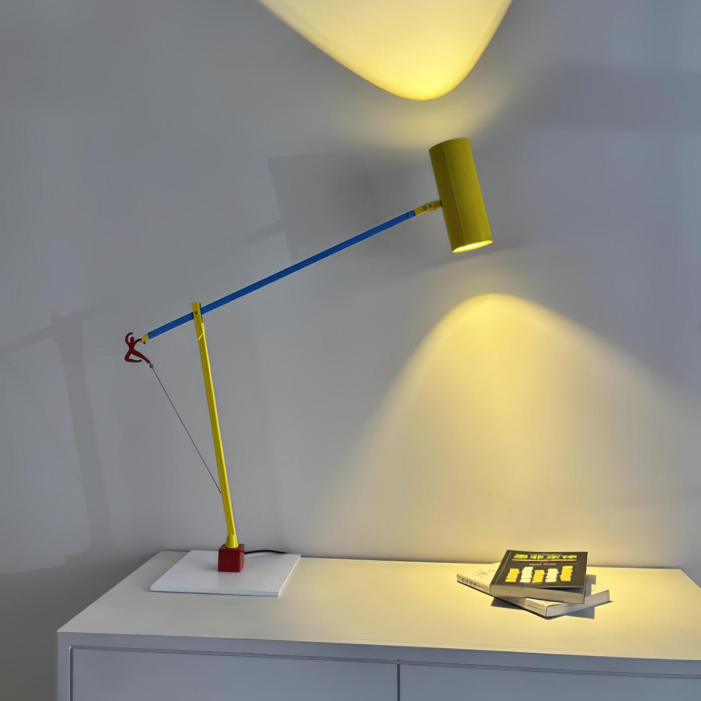 Ettorino Table Lamp | Adjustable Metal Design | Red, Yellow & Blue