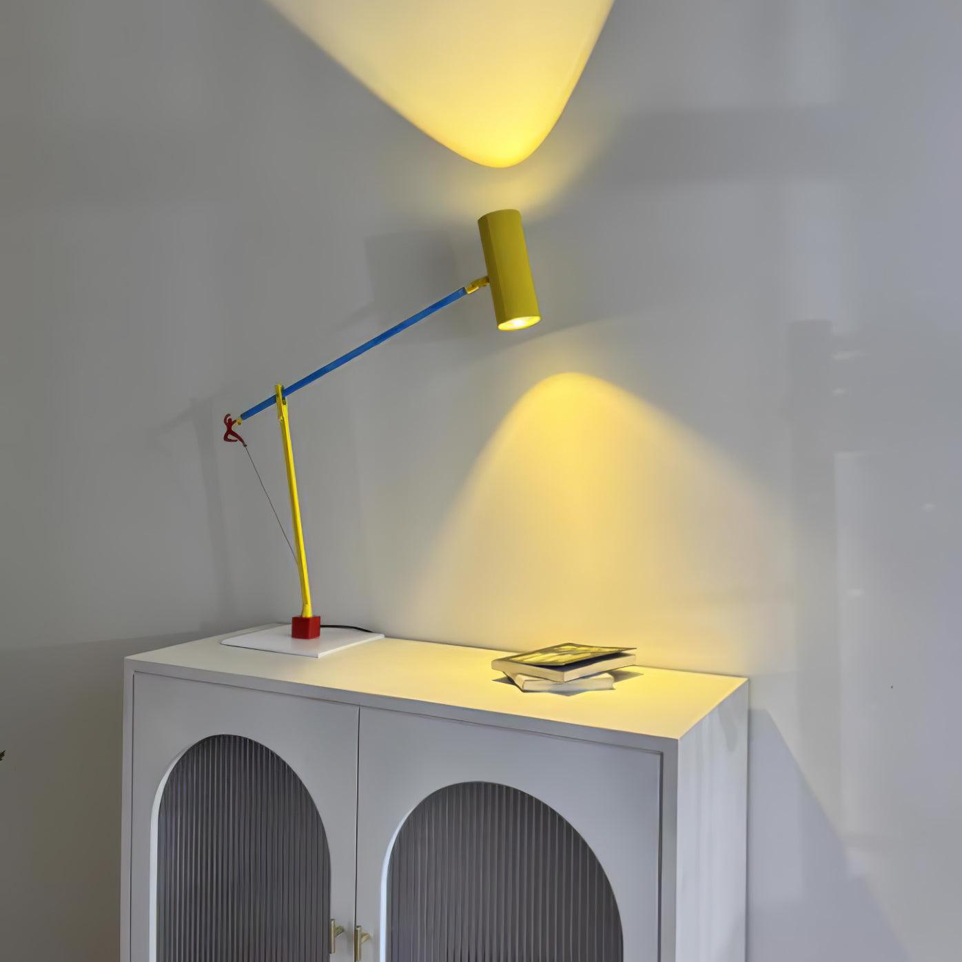 Ettorino Table Lamp | Adjustable Metal Design | Red, Yellow & Blue