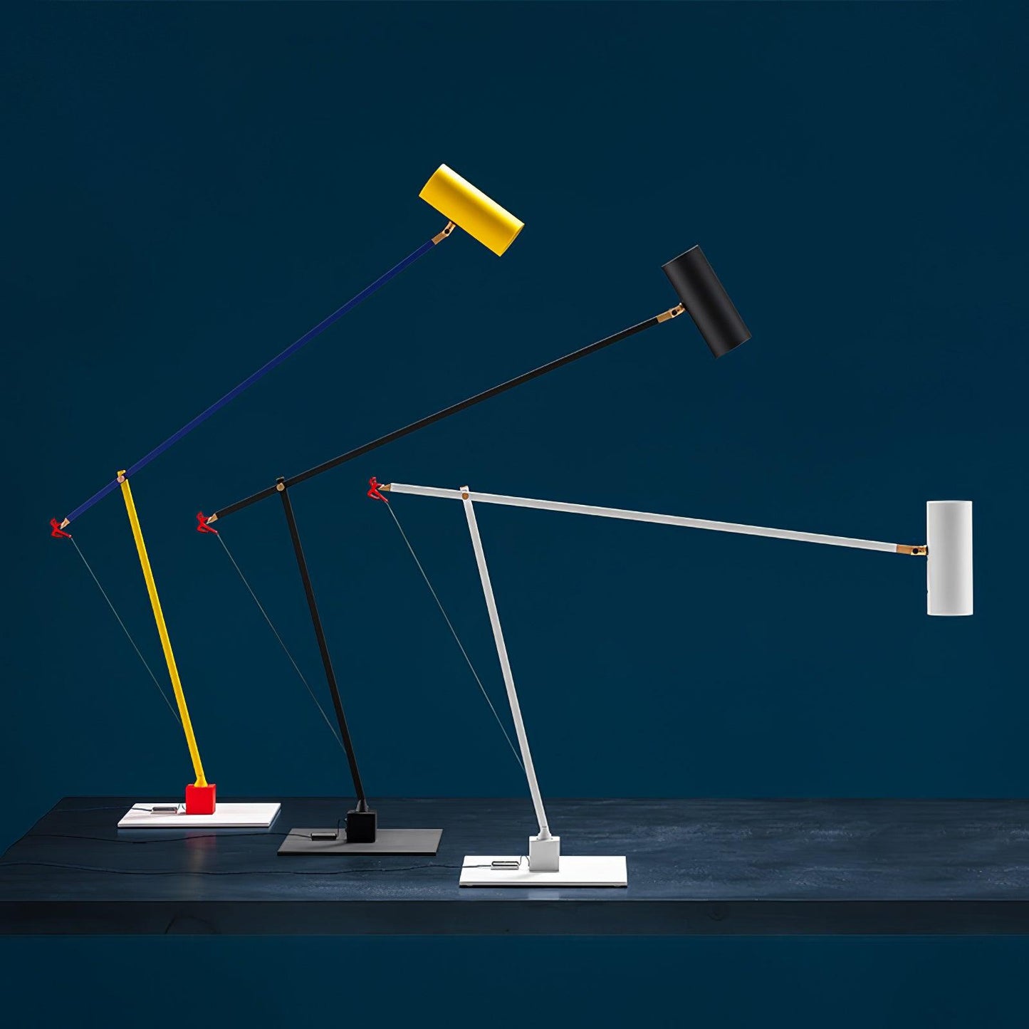 Ettorino Table Lamp | Adjustable Metal Design | Red, Yellow & Blue