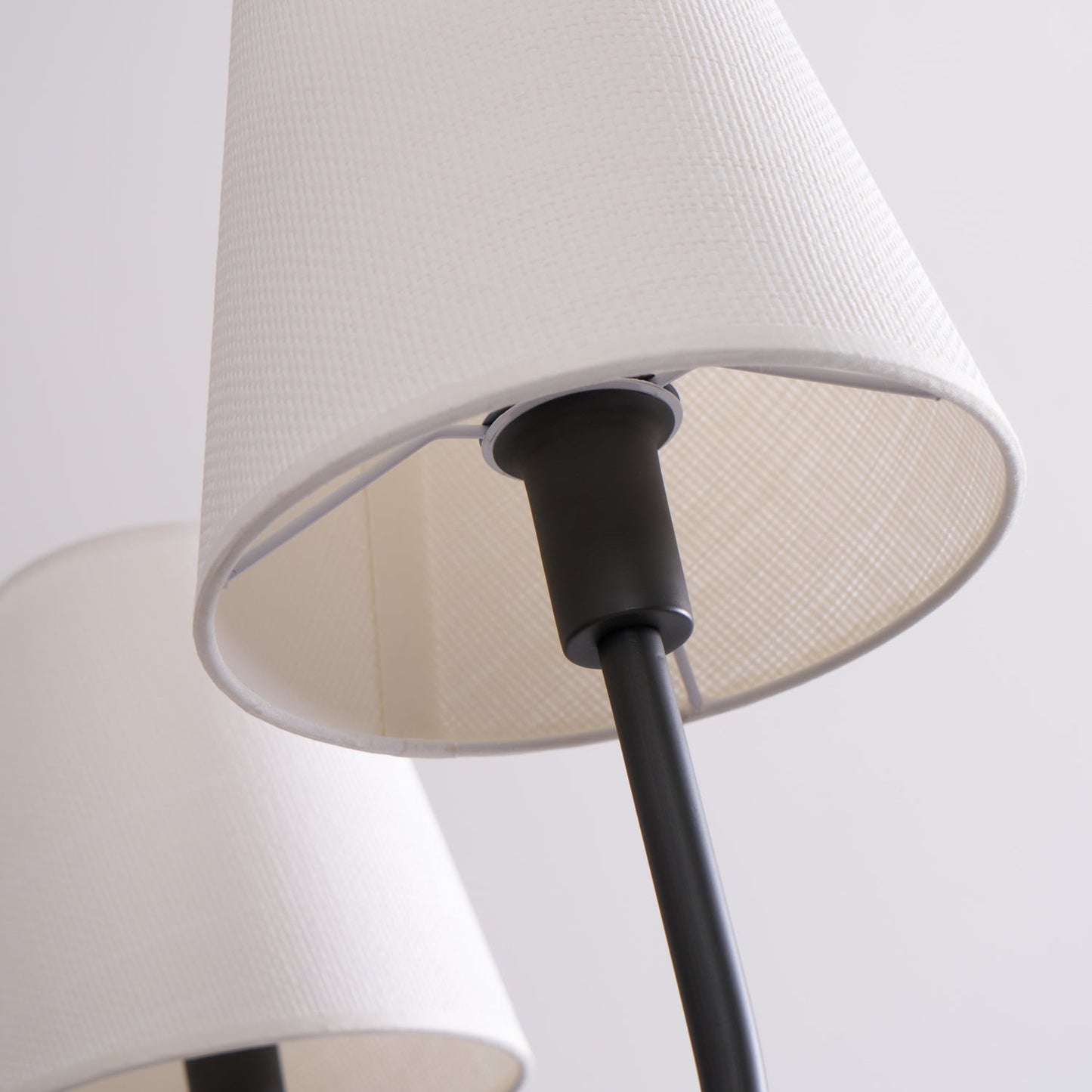 Chandelier | Brass Frame & Fabric Shades | Black, 6 Lights