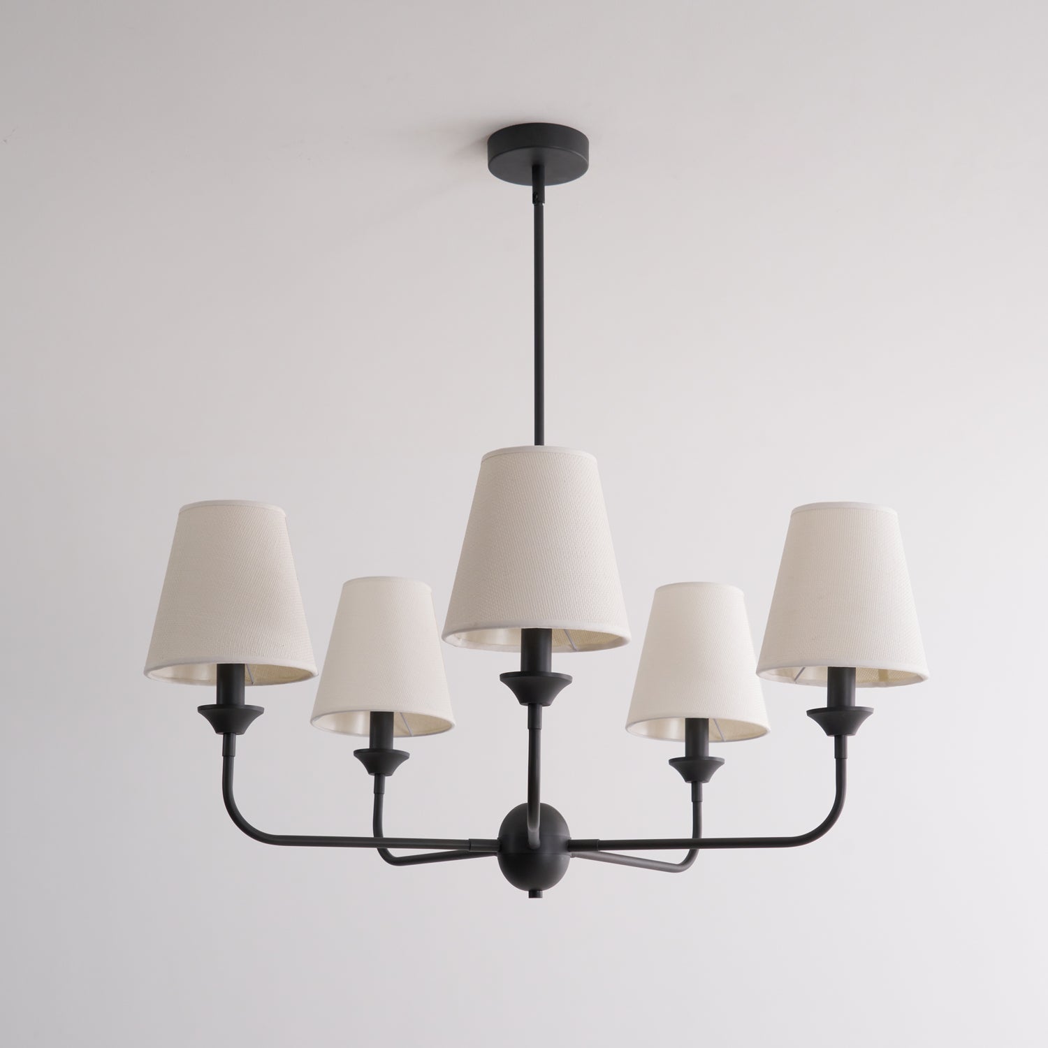 Euphora Chandelier | Brass & Fabric | Black and White | 5 Lights