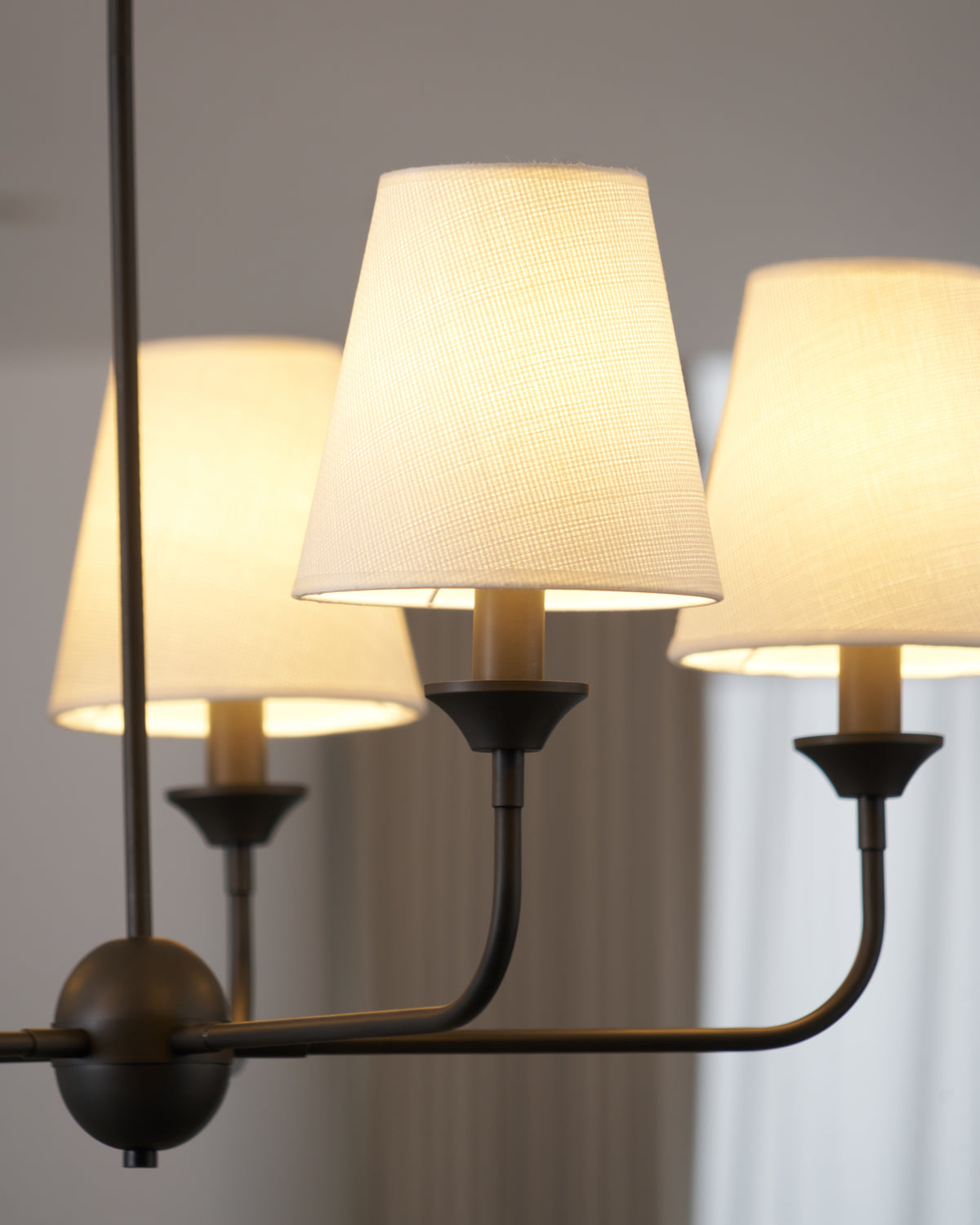 Euphora Chandelier | Brass & Fabric | Black and White | 5 Lights