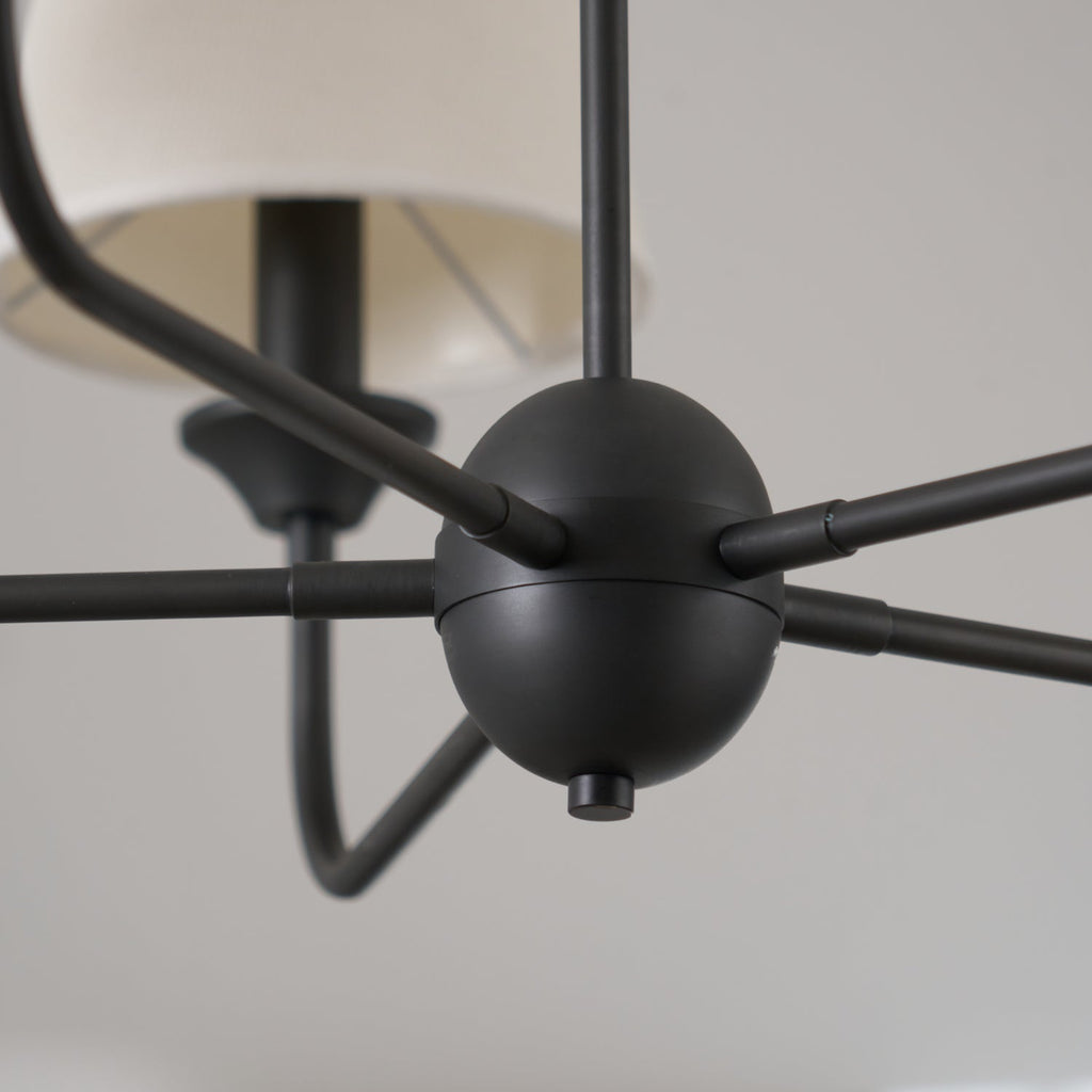 Euphora Chandelier | Brass & Fabric | Black and White | 5 Lights