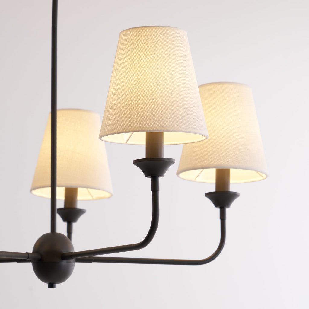 Euphora Chandelier | Brass & Fabric | Black and White | 5 Lights