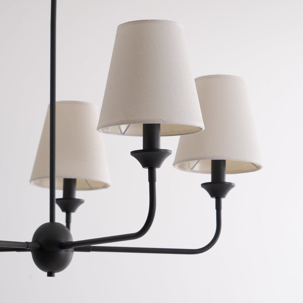 Euphora Chandelier | Brass & Fabric | Black and White | 5 Lights