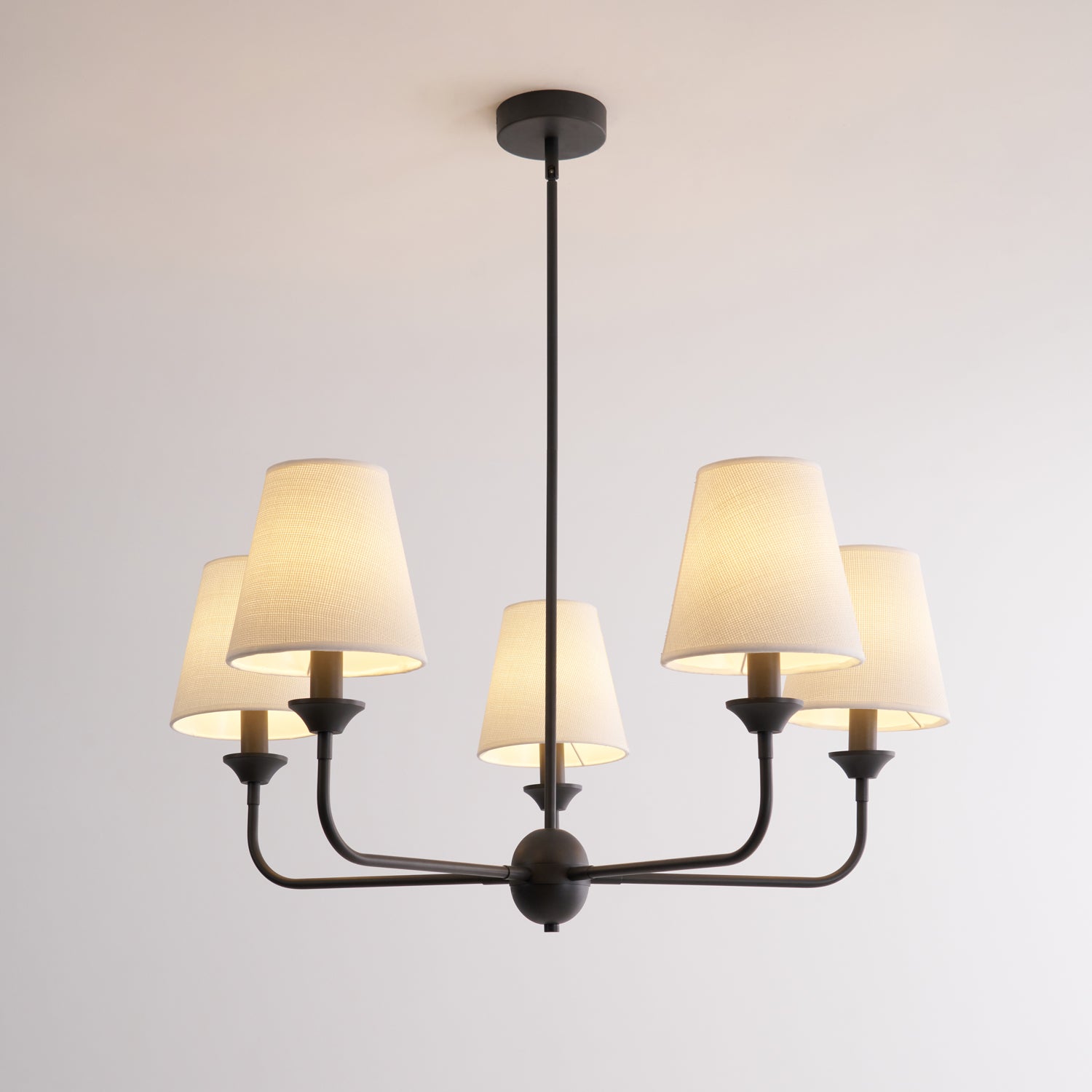 Euphora Chandelier | Brass & Fabric | Black and White | 5 Lights