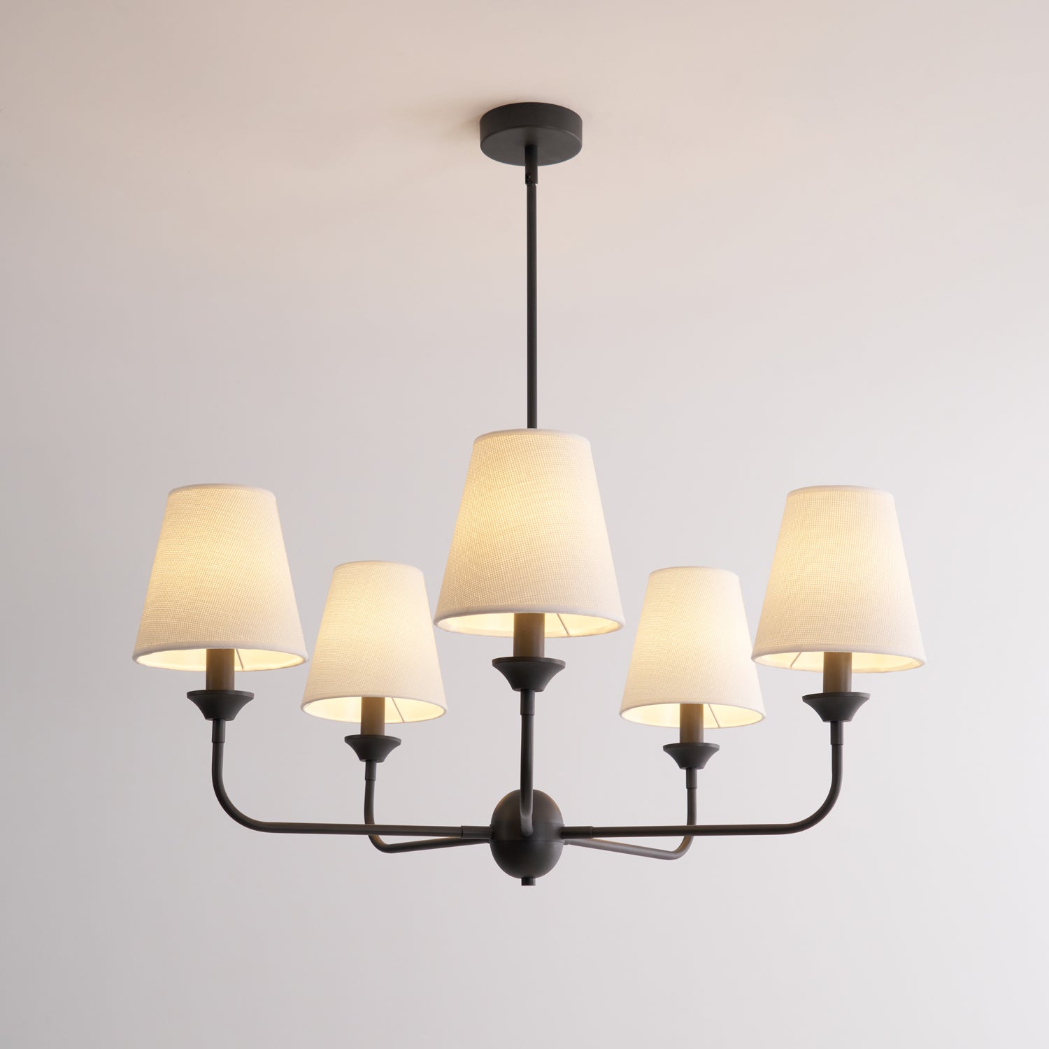 Euphora Chandelier | Brass & Fabric | Black and White | 5 Lights