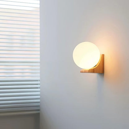 Evelyn Orb Wall Lamp | Walnut Base | White Shade