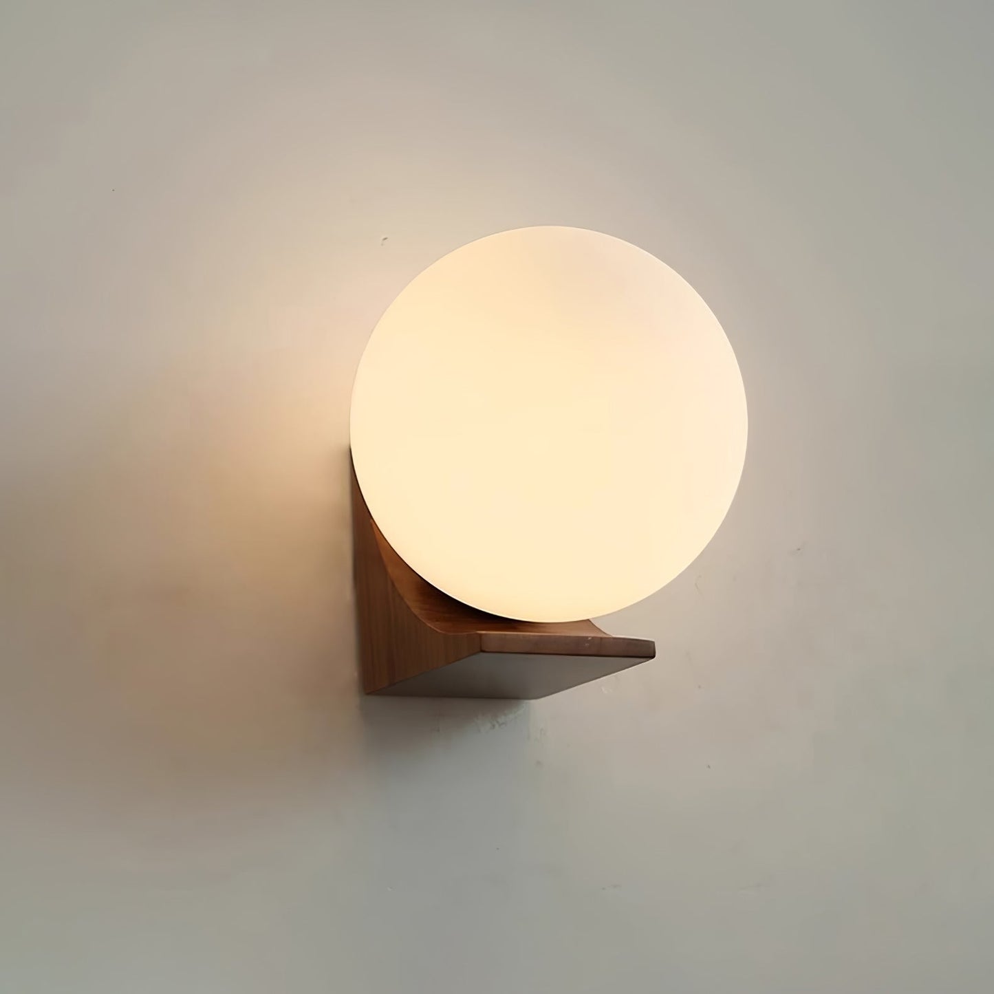Evelyn Orb Wall Lamp | Walnut Base | White Shade