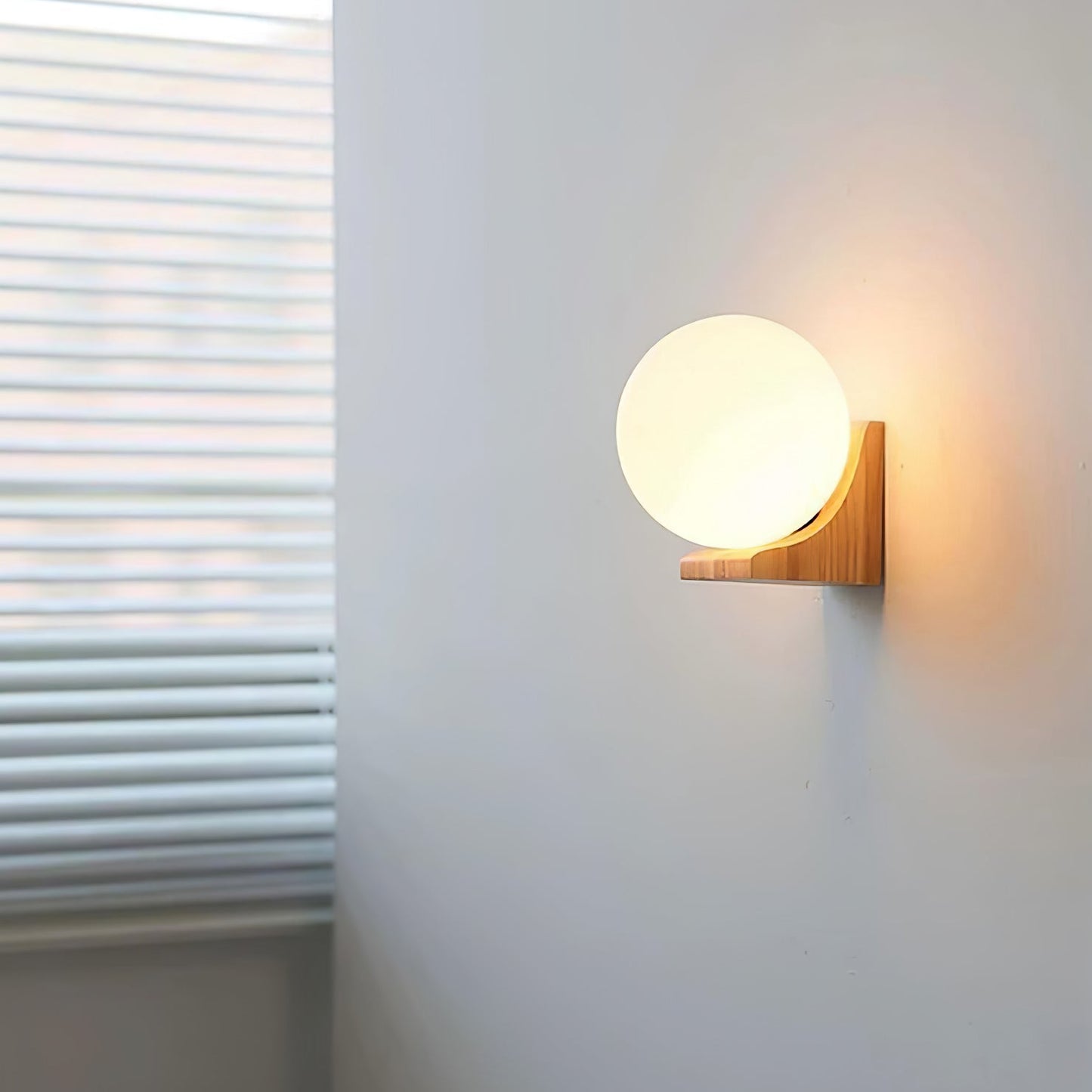 Evelyn Orb Wall Lamp | Walnut Base | White Shade