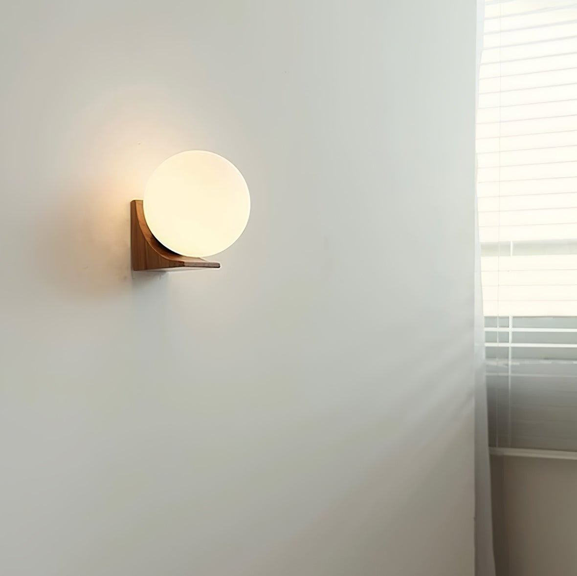 Evelyn Orb Wall Lamp | Walnut Base | White Shade