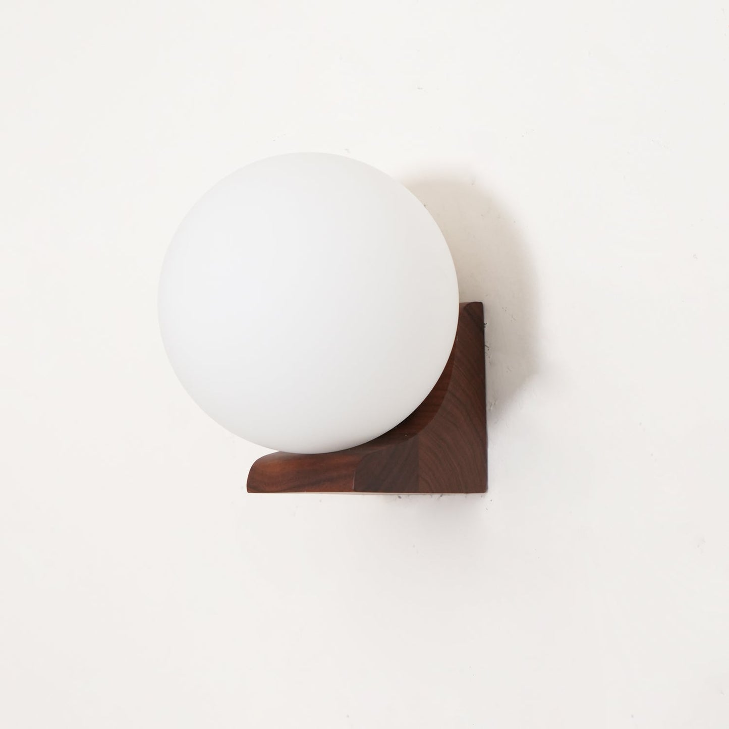 Evelyn Orb Wall Lamp | Walnut Base | White Shade