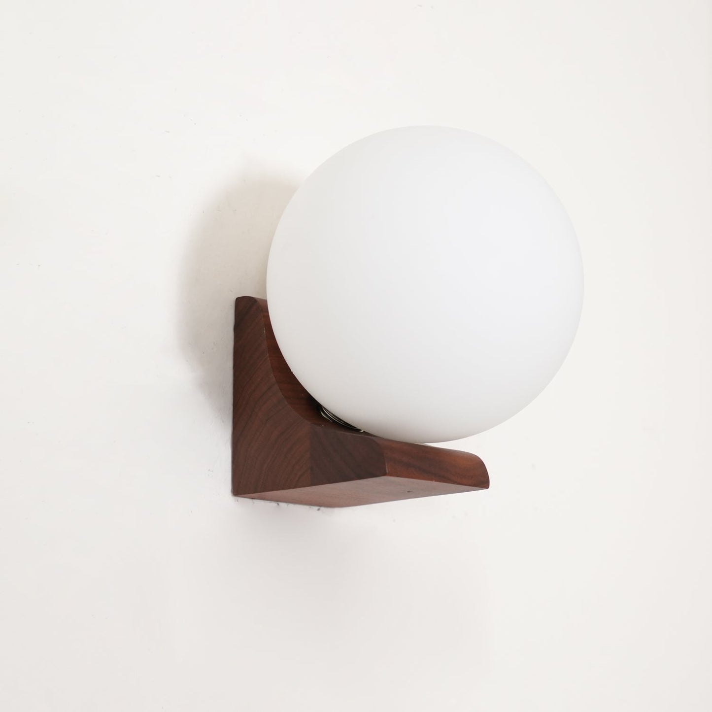 Evelyn Orb Wall Lamp | Walnut Base | White Shade