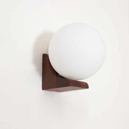 Evelyn Orb Wall Lamp | Walnut Base | White Shade