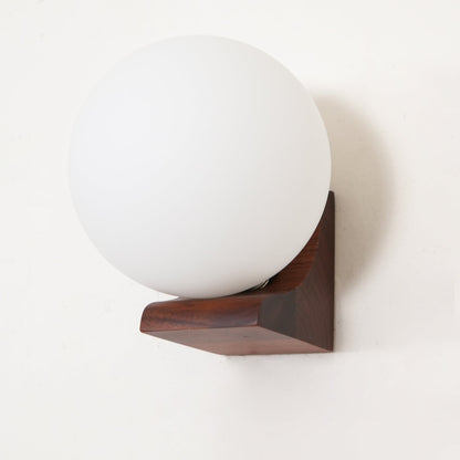 Evelyn Orb Wall Lamp | Walnut Base | White Shade