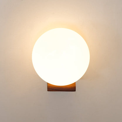 Evelyn Orb Wall Lamp | Walnut Base | White Shade