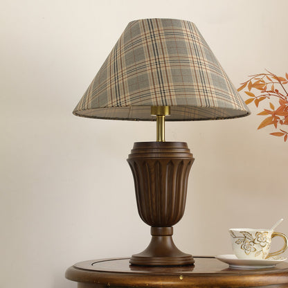 Evelyn Table Lamp | Wood Base | Cream Shade