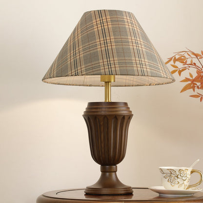 Evelyn Table Lamp | Wood Base | Cream Shade