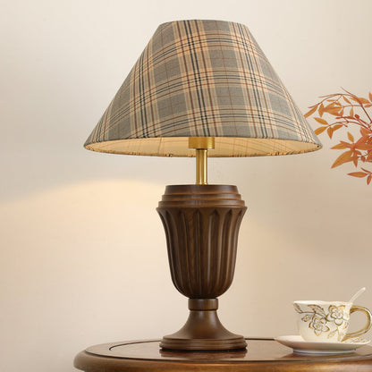 Evelyn Table Lamp | Wood Base | Cream Shade