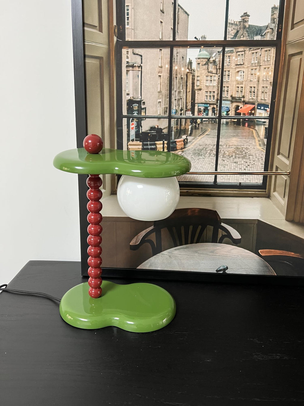 Everalda Metal Table Lamp | Metal Column & Glass Shade | White