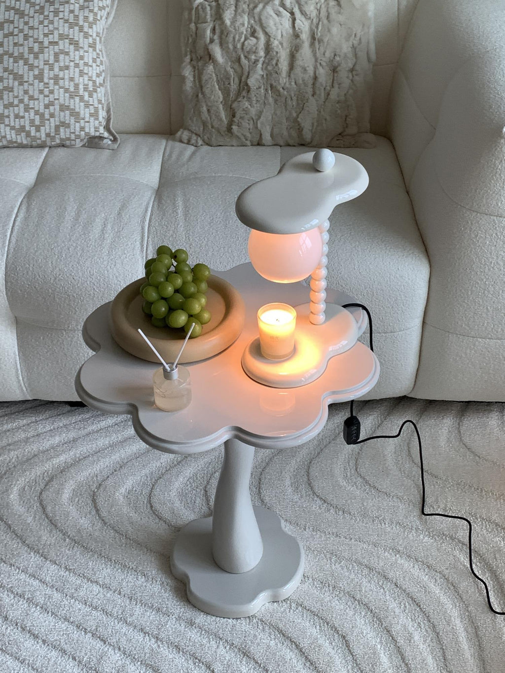 Everalda Metal Table Lamp | Metal Column & Glass Shade | White