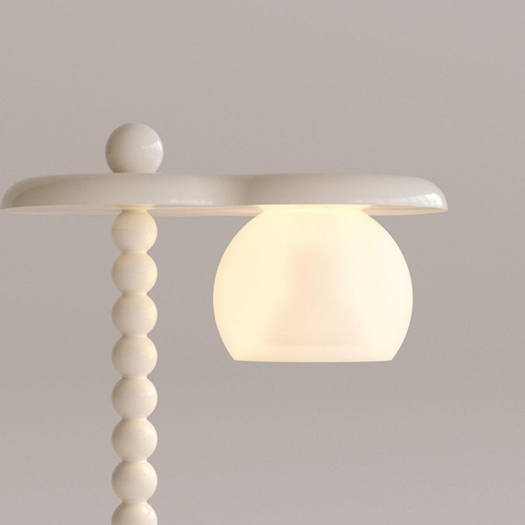 Everalda Metal Table Lamp | Metal Column & Glass Shade | White
