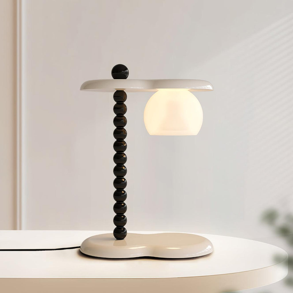 Everalda Metal Table Lamp | Metal Column & Glass Shade | White