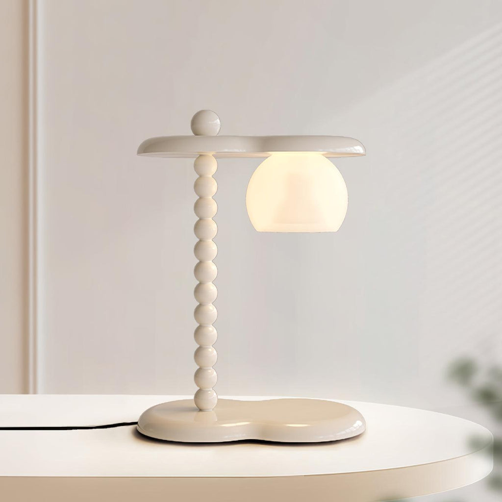 Everalda Metal Table Lamp | Metal Column & Glass Shade | White